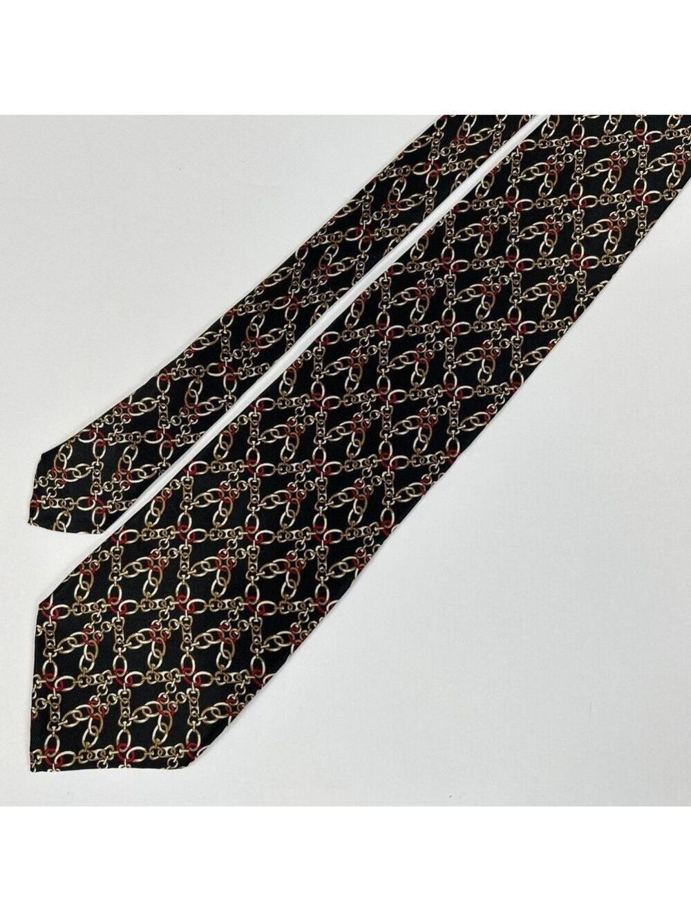 Ashford & Brooks London Men's Handmade Silk Black Red Gold Tie - Picture 2 of 7